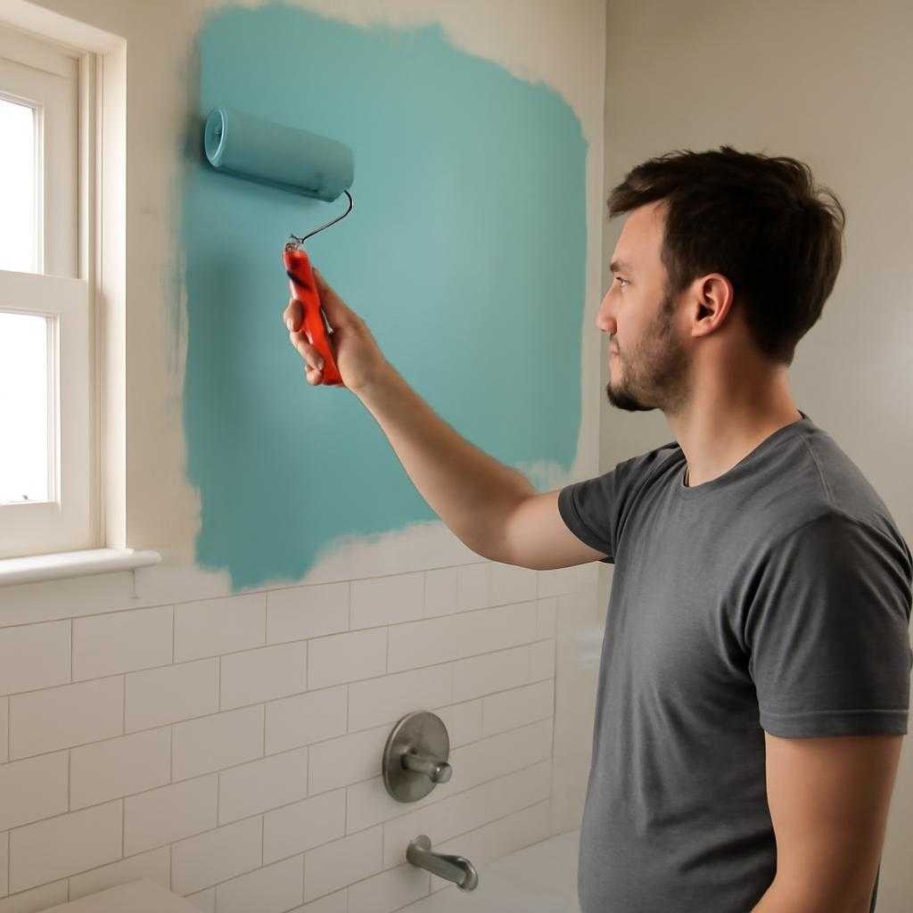 покраска стен в ванной
