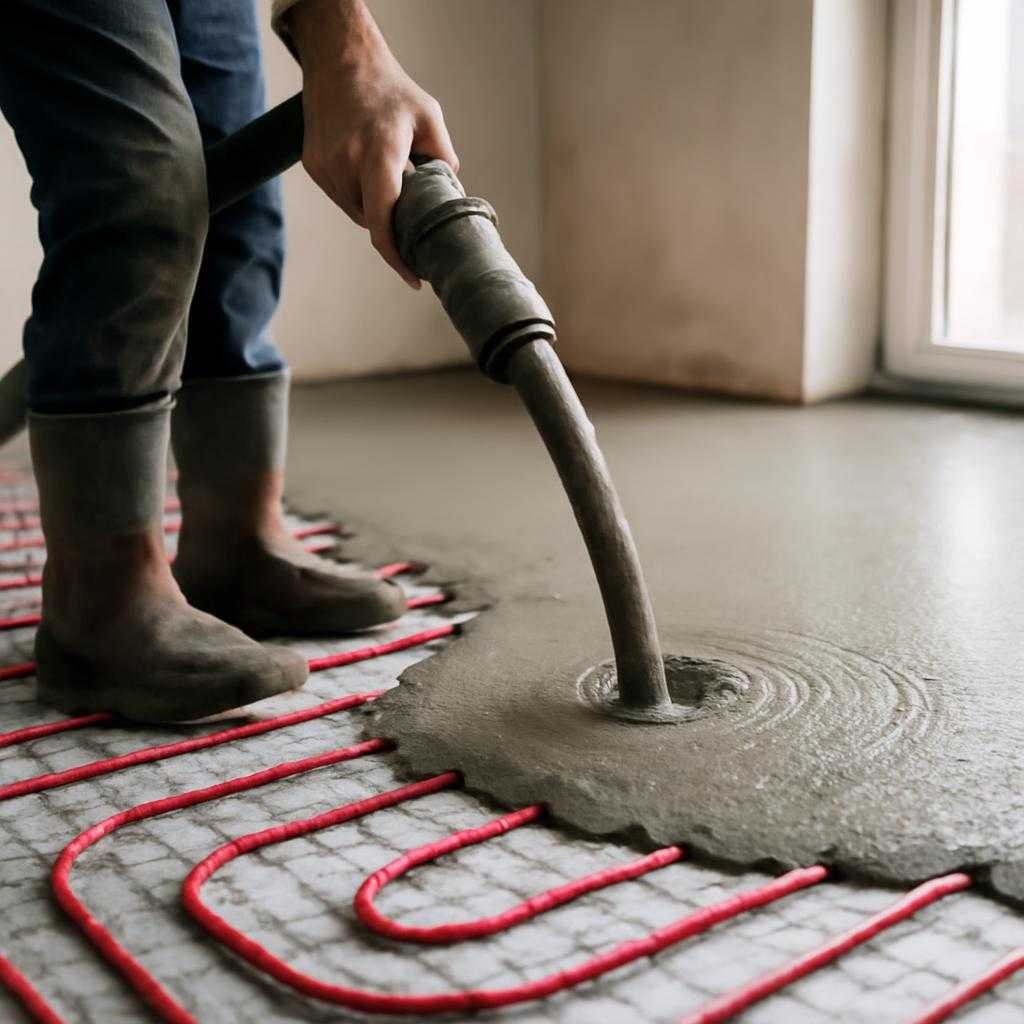 заливка теплого пола